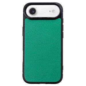iPhone 17 Air Goatskin Leather Case – Deep Green Slim Grip Cover